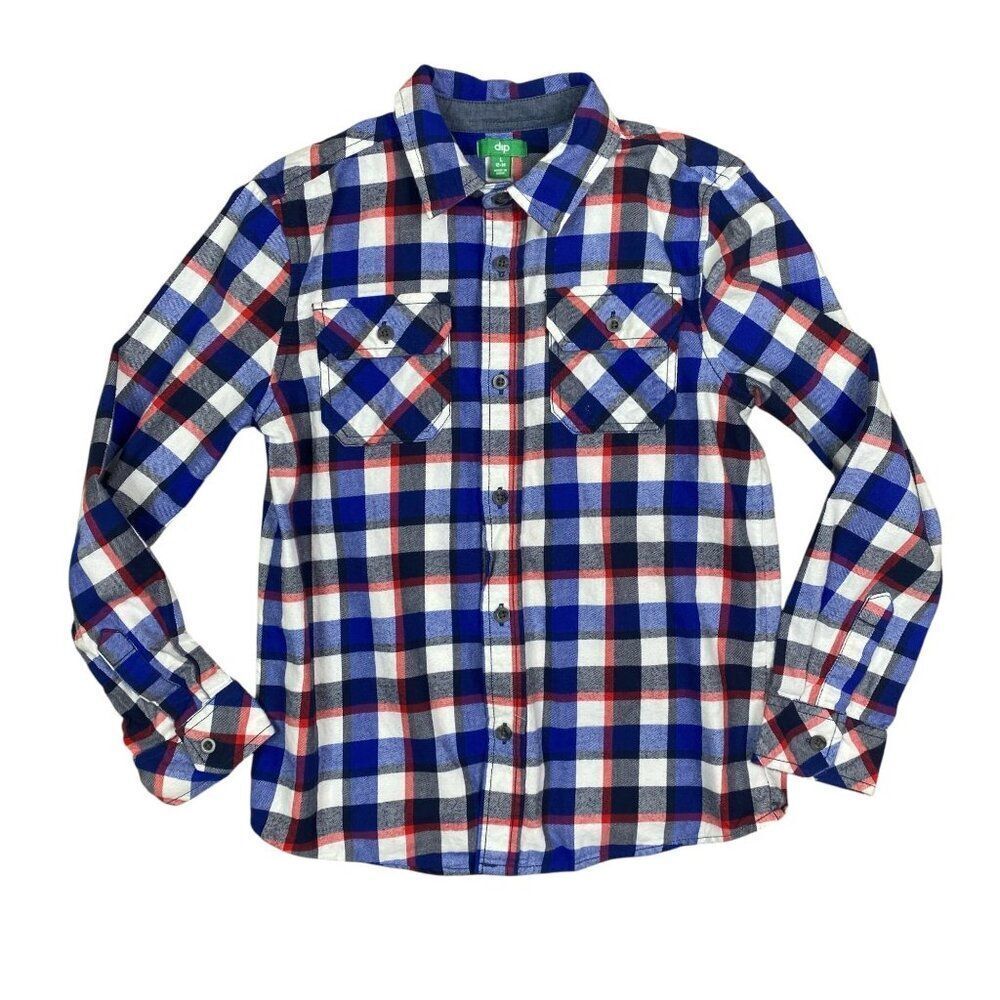 Dip Boys Fannel Plaid Button Down Size Large 12-14